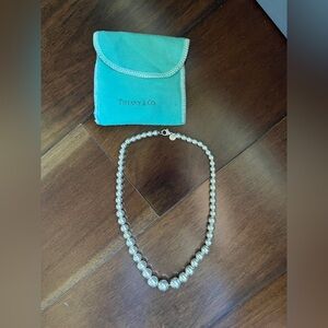 Like-New Tiffany & Co. Sterling Silver Graduated Bead Necklace with Round Tag